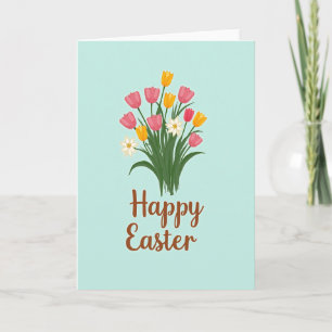 Glad Påsk Blommor Påskkort Kort