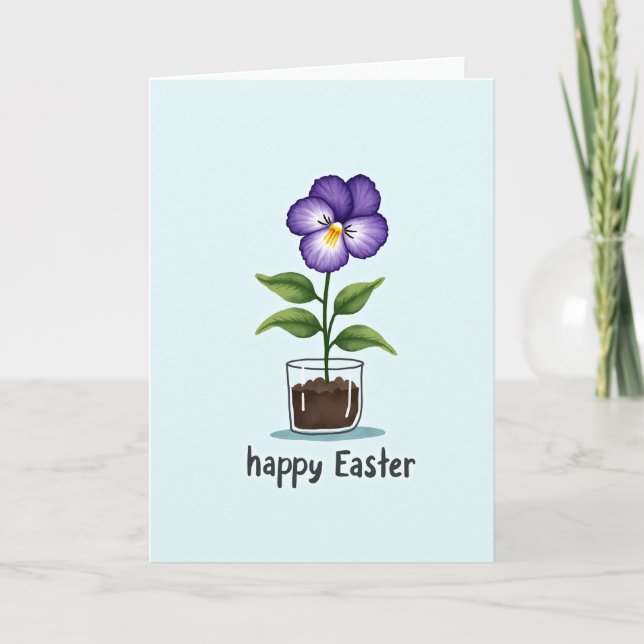 Glad Påsk Blomsterkort Kort (Framsida)