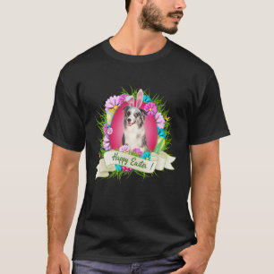 Glad påsk Blue Merle Collie Wearing Bunny Ear E T Shirt