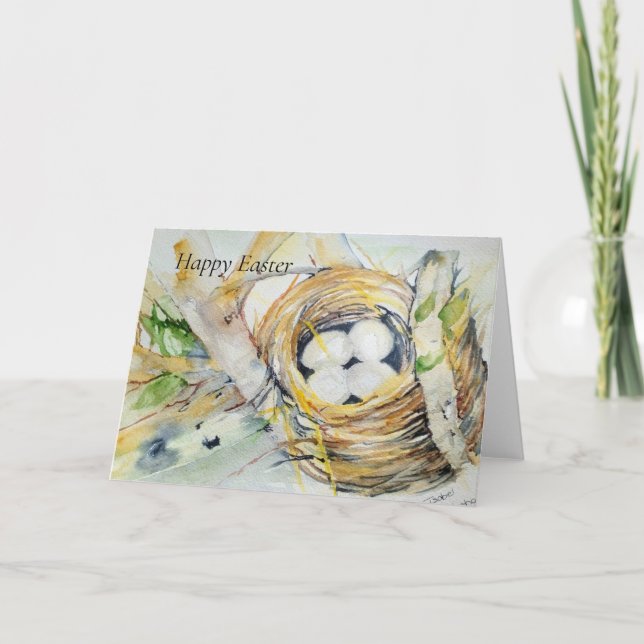 Glad påsk bo med ägg helgkort (Framsida)