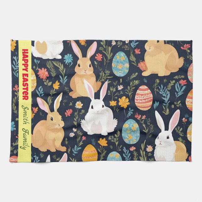Glad påsk Boho Bunny Collection Kökshandduk (Horisontell)