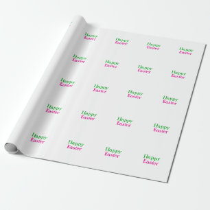 Glad påsk boho grönt rosa ungar lägg till namn rub presentpapper