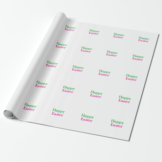 Glad påsk boho grönt rosa ungar lägg till namn rub presentpapper (Utrullad)