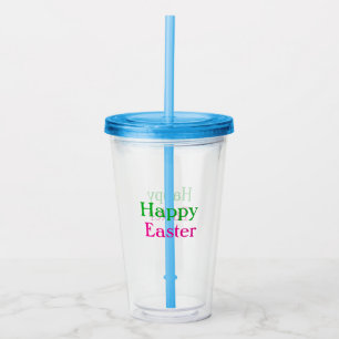Glad påsk boho grönt rosa ungar lägg till namn rub take away mugg