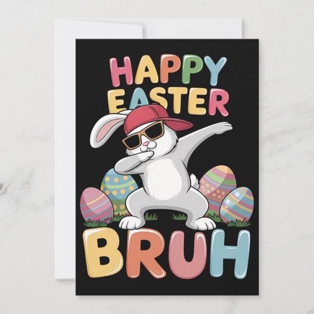 Glad påsk Bror Funny Dabbing Kanin Inbjudningar (Framsida)