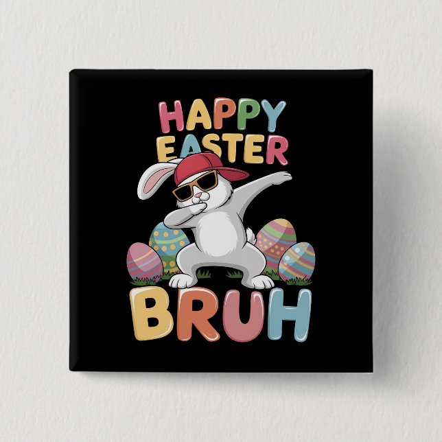 Glad påsk Bror Funny Dabbing Kanin Kanin Knapp (Framsida)