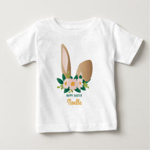 Glad påsk! Brown Bunny Öron Blommigt Headbit T Shirt