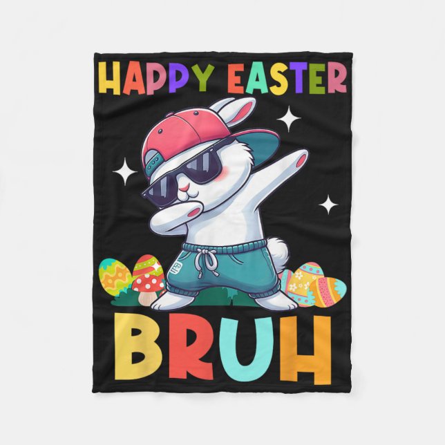 Glad påsk Bruh Bunny Dab Rabbit Dance Boys Kids Fleecefilt (Framsidan)