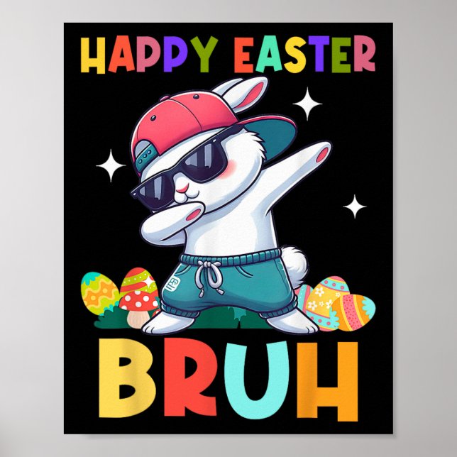 Glad påsk Bruh Bunny Dab Rabbit Dance Boys Kids Poster (Framsidan)