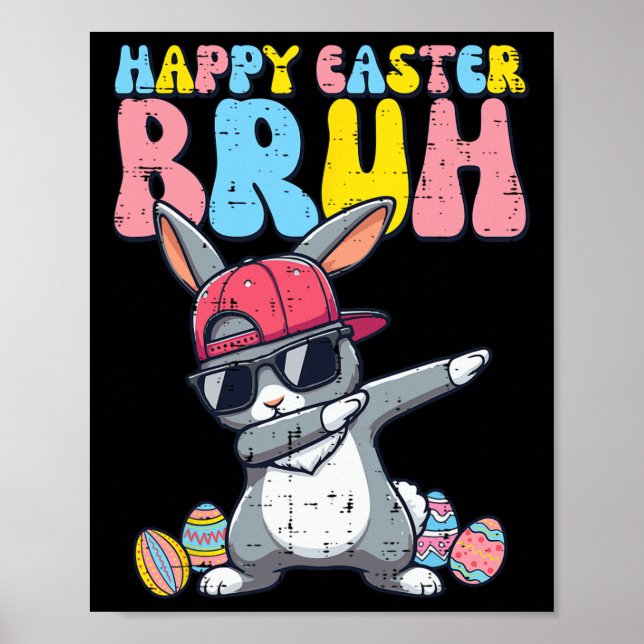 Glad påsk Bruh Bunny Dab Rabbit Dance Boys Kids Poster (Framsidan)