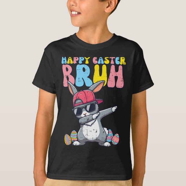 Glad påsk Bruh Bunny Dab Rabbit Dance Boys Kids T Shirt (Framsida)