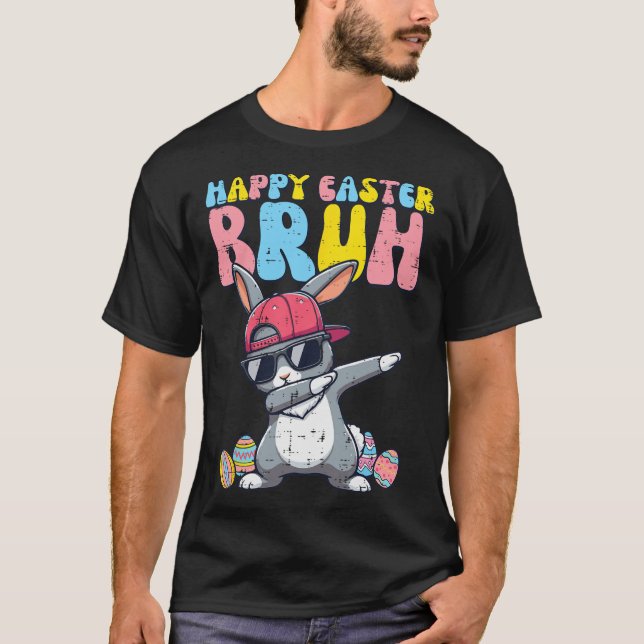 Glad påsk Bruh Bunny Dab Rabbit Dance Boys Kids T Shirt (Framsida)