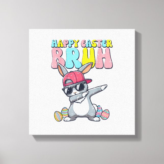 Glad påsk Bruh Bunny Dab Rabbit Dans Pojkar Barn Canvastryck (Framsida)
