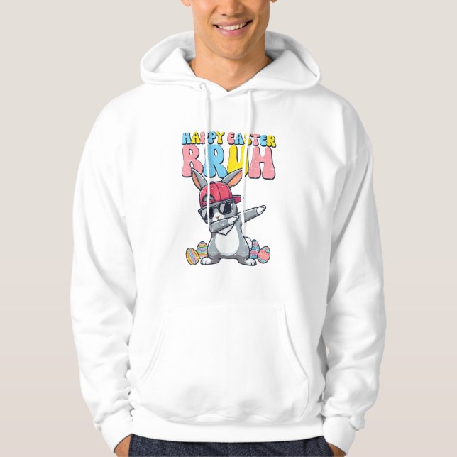 Glad påsk Bruh Bunny Dab Rabbit Dans Pojkar Barn Hoodie (Framsida)