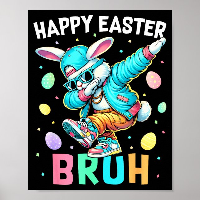 Glad påsk Bruh Bunny Dab Rabbit Dans Pojkar Barn Poster (Framsidan)