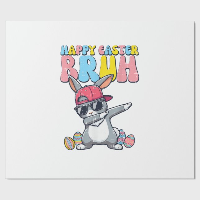 Glad påsk Bruh Bunny Dab Rabbit Dans Pojkar Barn Presentpapper (Platt)