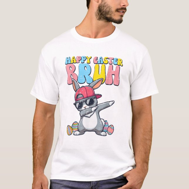 Glad påsk Bruh Bunny Dab Rabbit Dans Pojkar Barn T Shirt (Framsida)