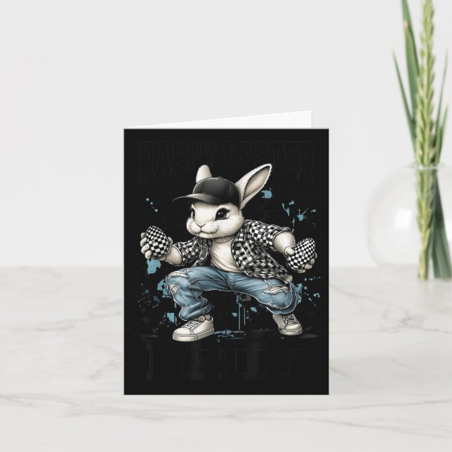 Glad påsk Bruh Funny Bunny Rabbit Påsk Kids B Kort (Framsida)