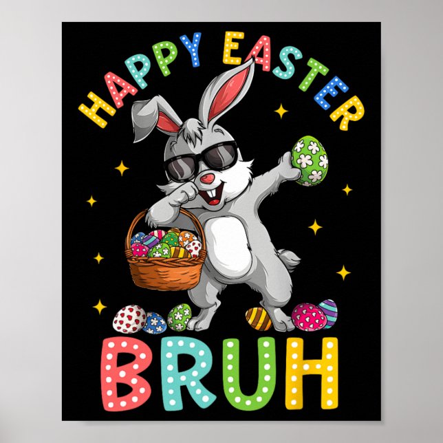 Glad påsk Bruh Funny Bunny Rabbit Påsk Kids B Poster (Framsidan)