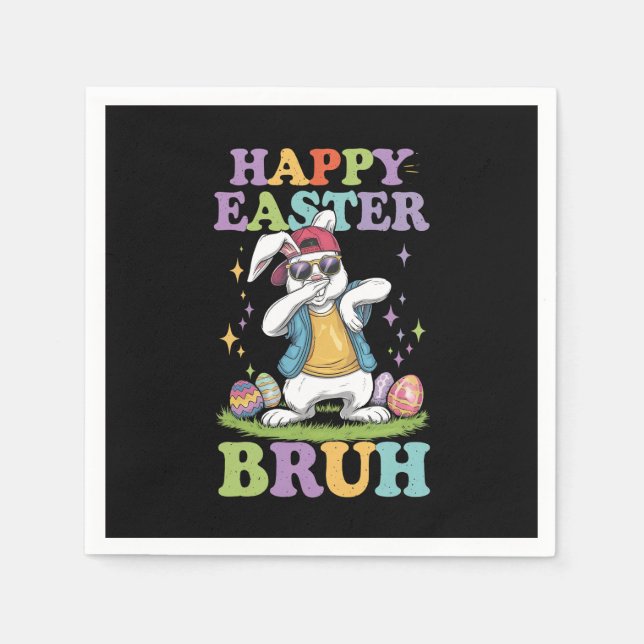Glad påsk Bruh Funny Dabbing Bunny Rabbit Bro Pappersservett (Framsidan)