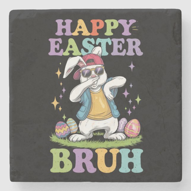 Glad påsk Bruh Funny Dabbing Bunny Rabbit Bro Stenunderlägg (Framsidan)