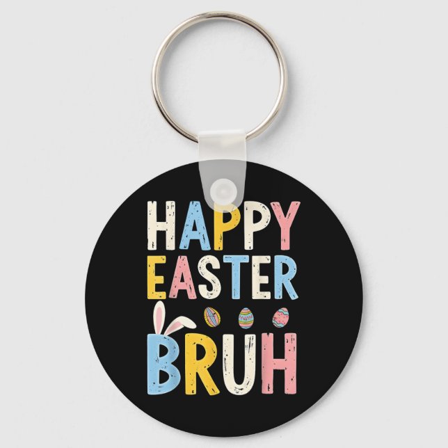 Glad påsk Bruh Meme Funny Bunny Bro Tonåringars Bo Nyckelring (Framsida)