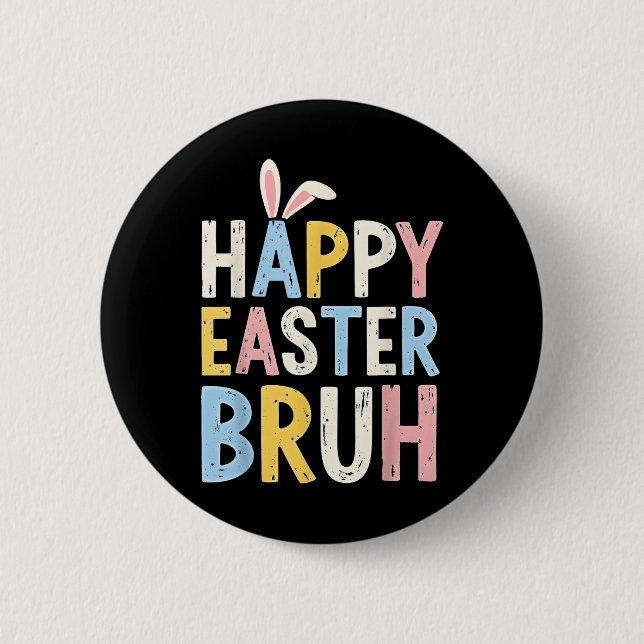 Glad påsk Bruh Meme Funny Bunny Eggs Tonåringars B Knapp (Framsida)