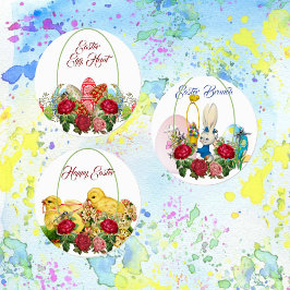 Glad påsk Brunch Egg Hunt Greenery Multipurpose Klistermärke