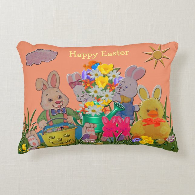 Glad påsk Buddies Prydnadskudde (Framsidan)