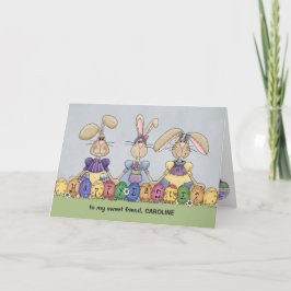 Glad påsk Bunnies & Eggs Personalize Namn Kort