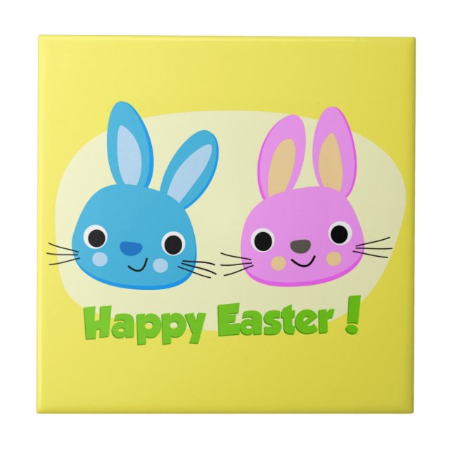 "GLAD PÅSK" BUNNIES KAKELPLATTA (Framsidan)