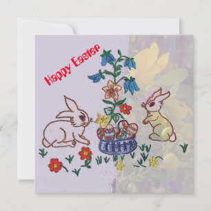 Glad påsk - Bunnies, Lilies och Eggs hälsning Julkort