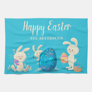 Glad påsk Bunnies och Påskägg Personlig Kökshandduk