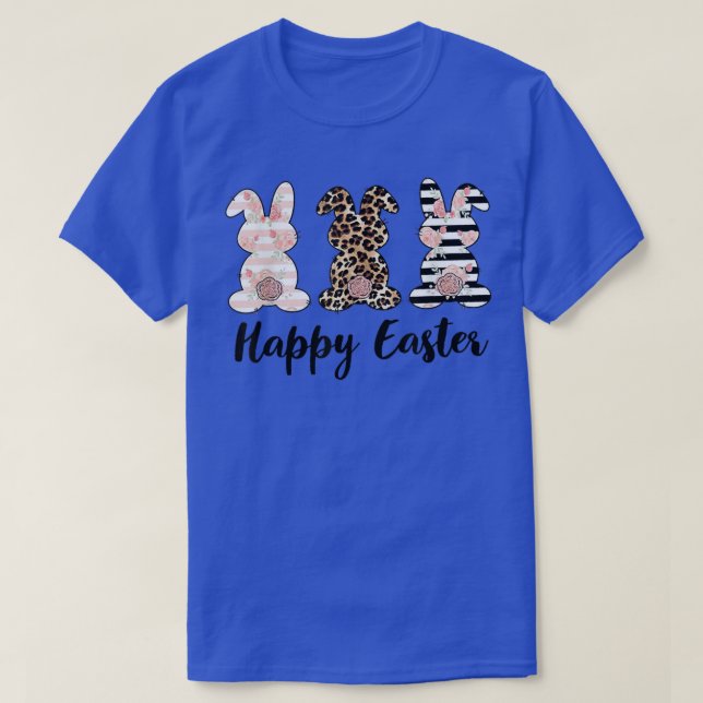 Glad påsk Bunnies Påskhare Leopard Påsk M T Shirt (Design framsida)