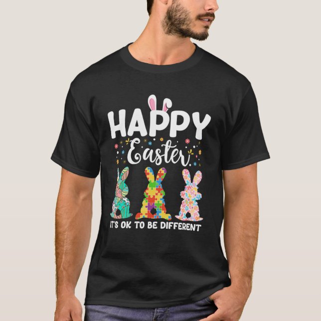Glad påsk Bunny Autism är medveten om att det är o T Shirt (Framsida)