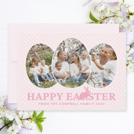 Glad påsk Bunny Baby Rosa Photo Collage Eggs Julkort