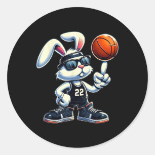 Glad påsk Bunny Basketball Kids Boys Sport Kärlek Runt Klistermärke