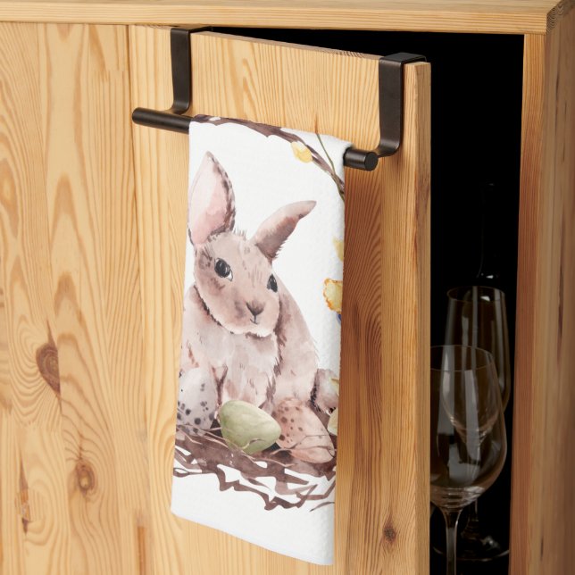 Glad påsk Bunny Blommigt Köket Towel  Kökshandduk (Thirds Fold)