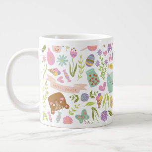 Glad påsk Bunny Blommönster Jumbo Mugg