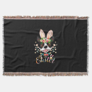 Glad påsk Bunny Boston Terrier Älskare med Öster Filt