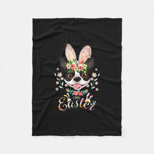 Glad påsk Bunny Boston Terrier Älskare med Öster Fleecefilt (Framsidan)