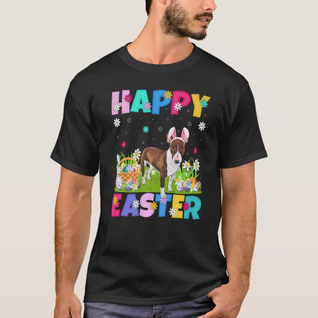 Glad påsk Bunny Bull Terrier Hund Söndag T Shirt (Framsida)