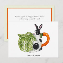 Glad påsk Bunny Carrot Tekanna Helgdag vykort