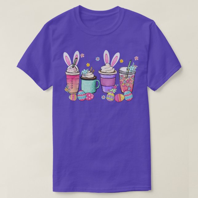 Glad påsk Bunny Coffee Mugg Set Latte Påskägg T Shirt (Design framsida)