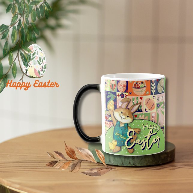 Glad påsk Bunny Colorful Collage Mugg (Happy Easter Bunny Colorful Collage Mug )