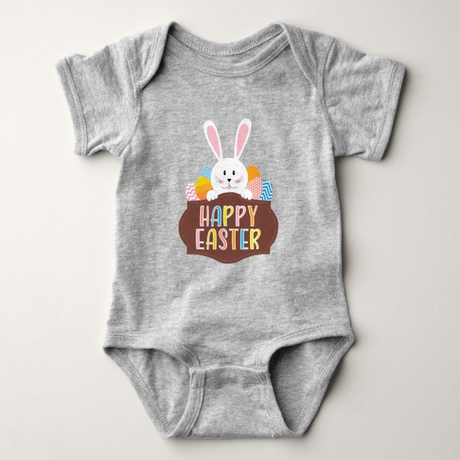 Glad påsk Bunny Colorful Eggs T Shirt (Framsida)