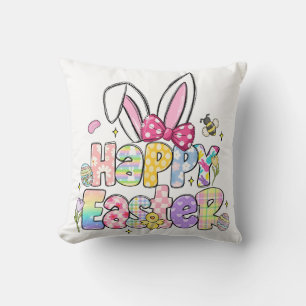 Glad påsk Bunny Colorful Vår Blommigt Kudde