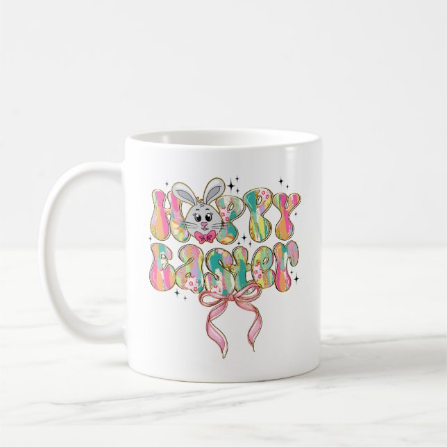 Glad påsk Bunny Coquette Bow Kaffemugg (Vänster)
