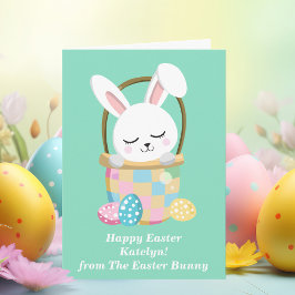 Glad påsk Bunny Cute Pastel Grönt Anpassningsbar Kort