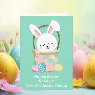 Glad påsk Bunny Cute Pastel Grönt Anpassningsbar Kort